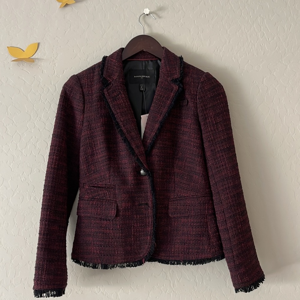 Banana republic burgundy tweed blazer